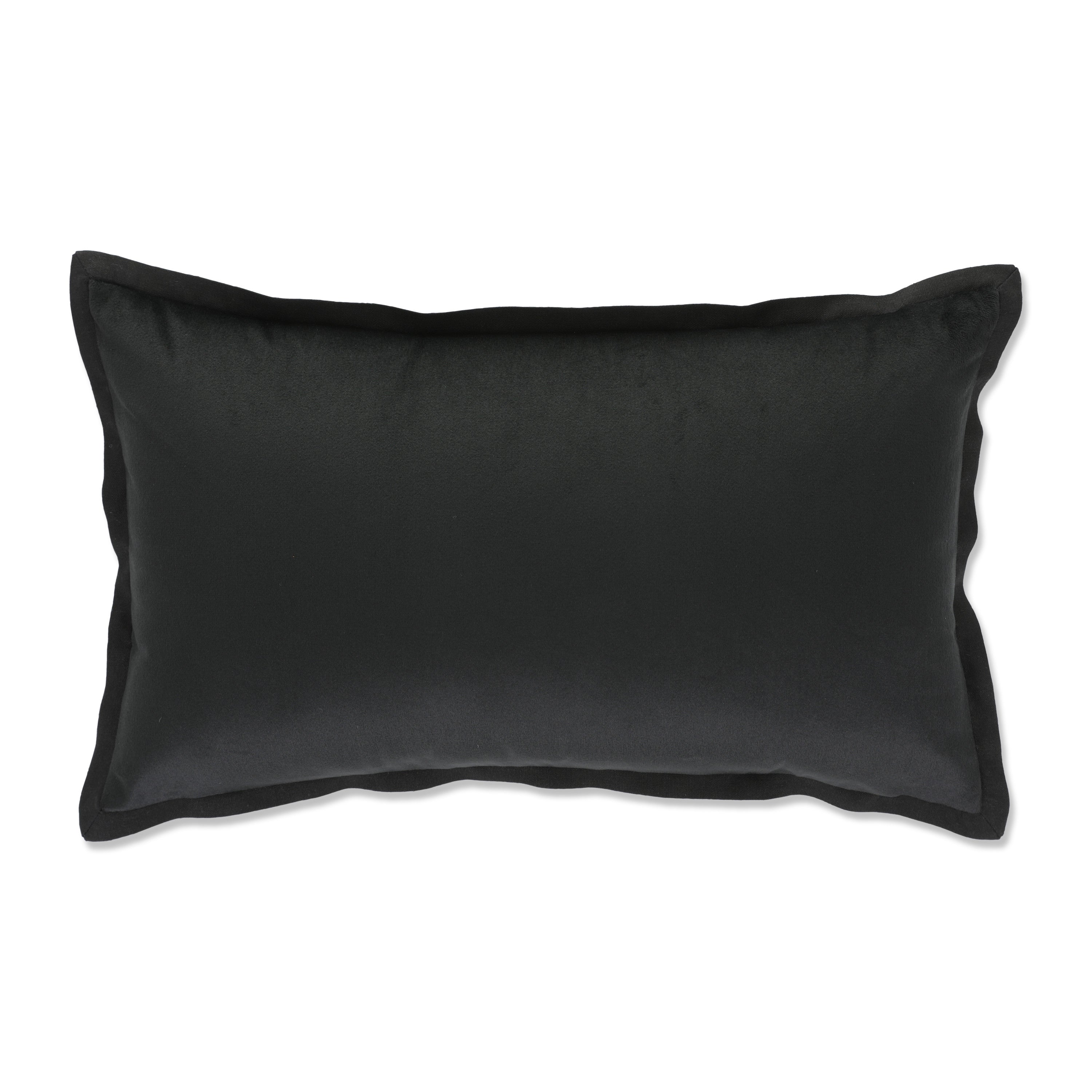 Indoor Velvet Flange Black Rectangular Throw Pillow