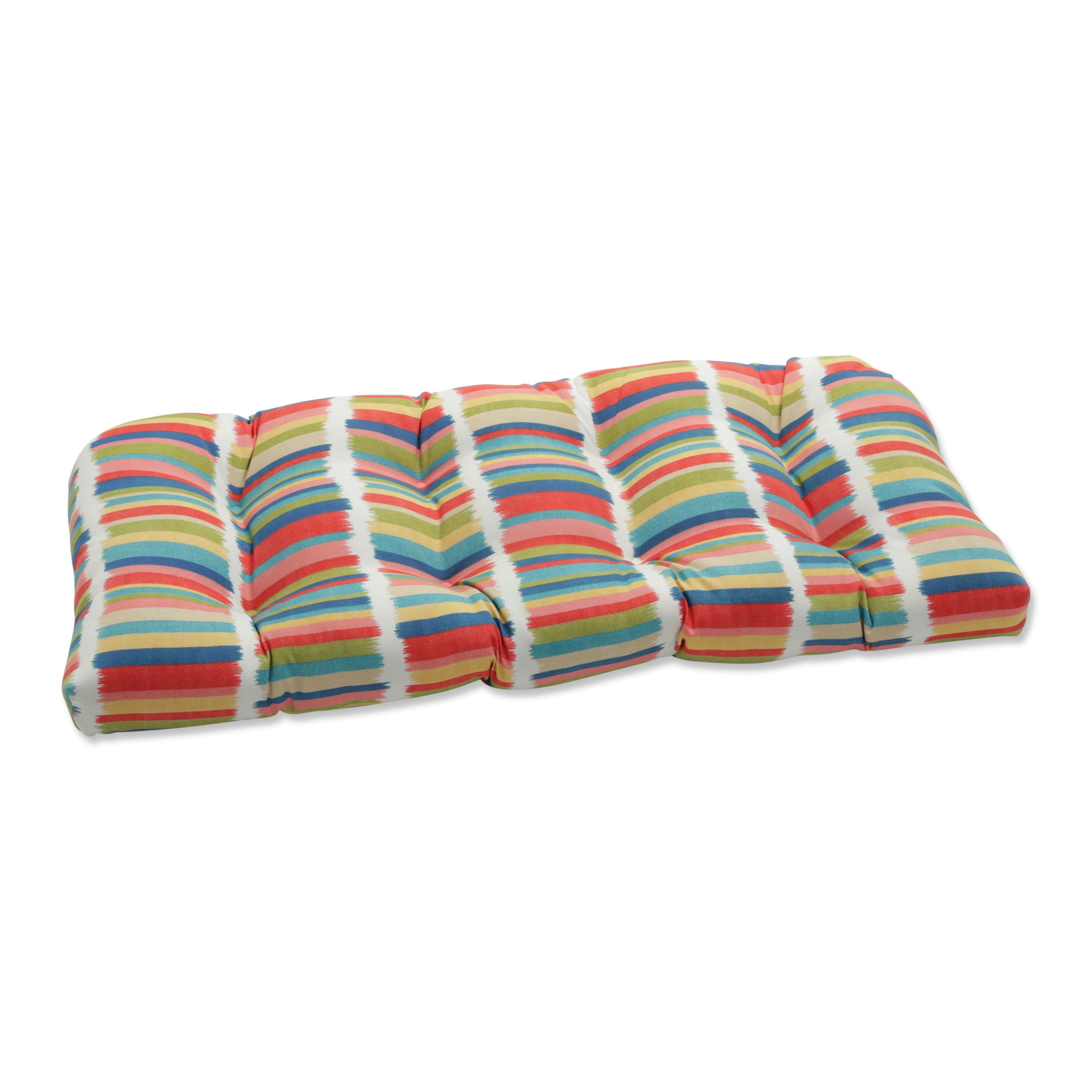 Solar Stripe Fruit Punch Wicker Loveseat Cushion