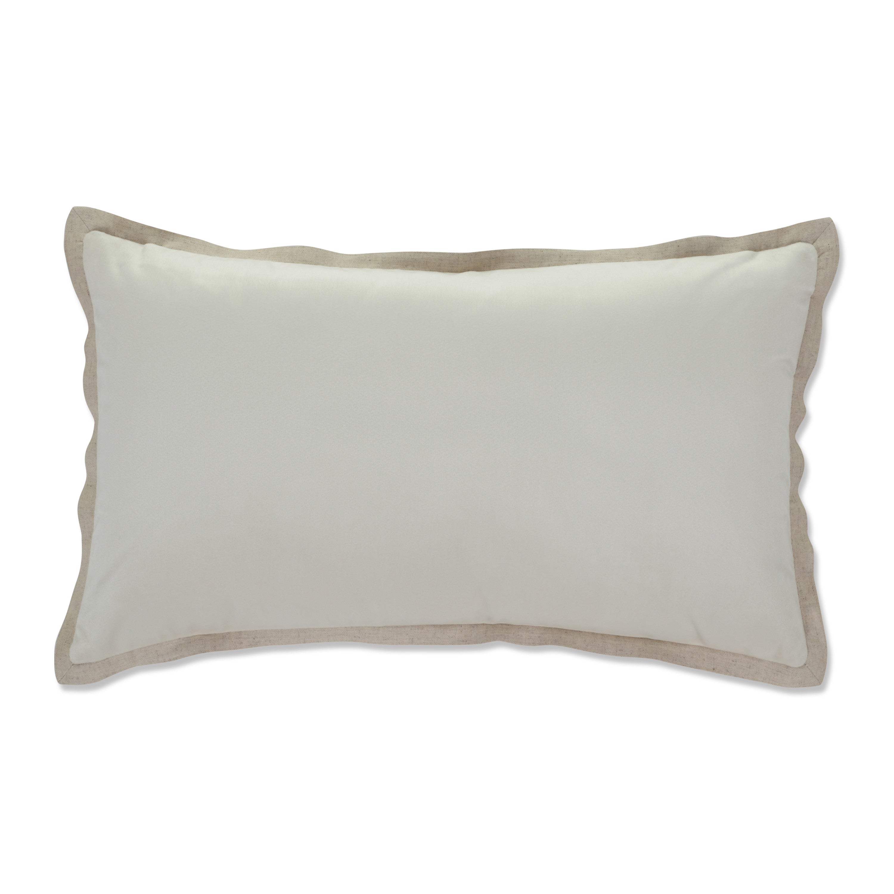 Indoor Velvet Flange Ivory Rectangular Throw Pillow