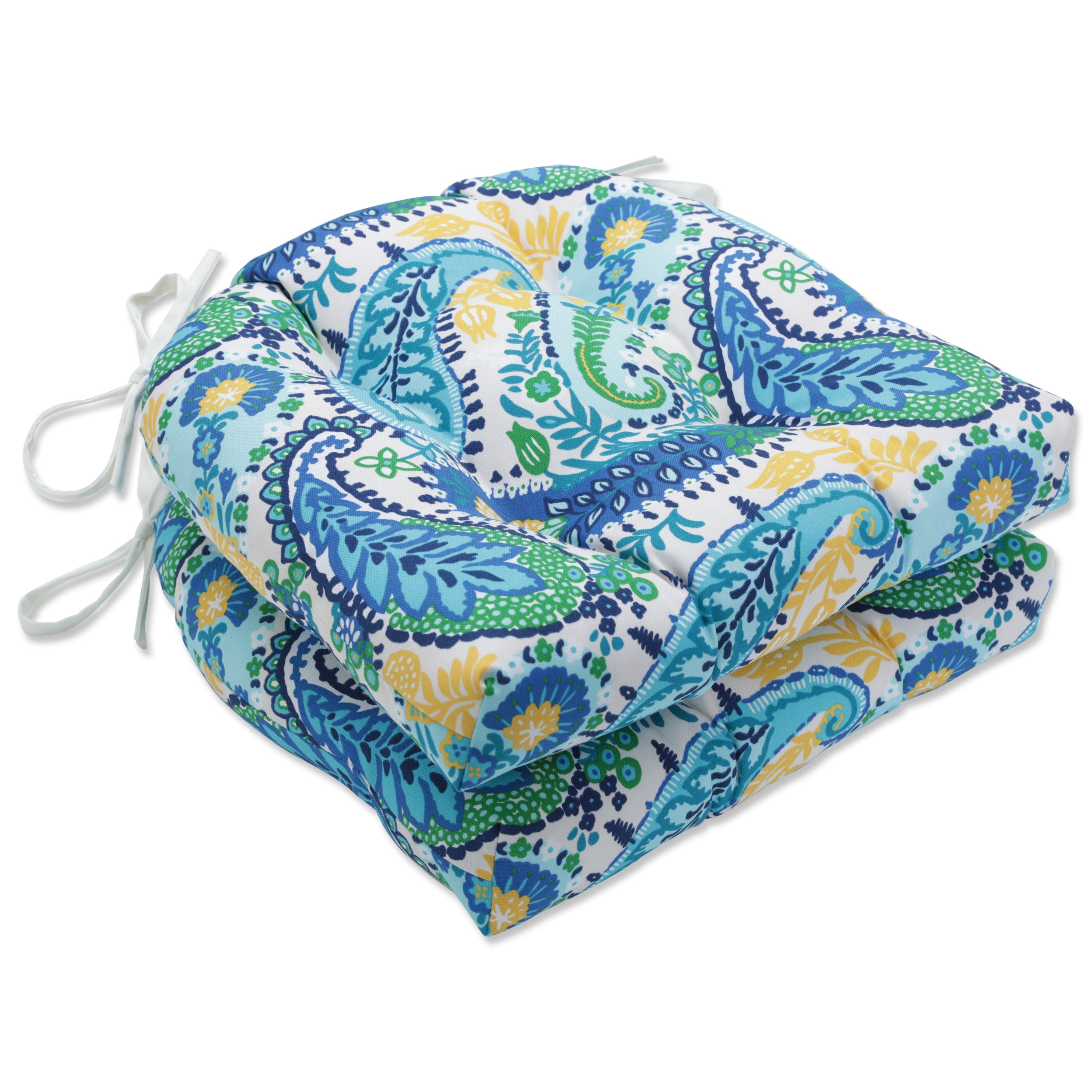 Amalia Paisley Blue Reversible Chair Pad (Set of 2)