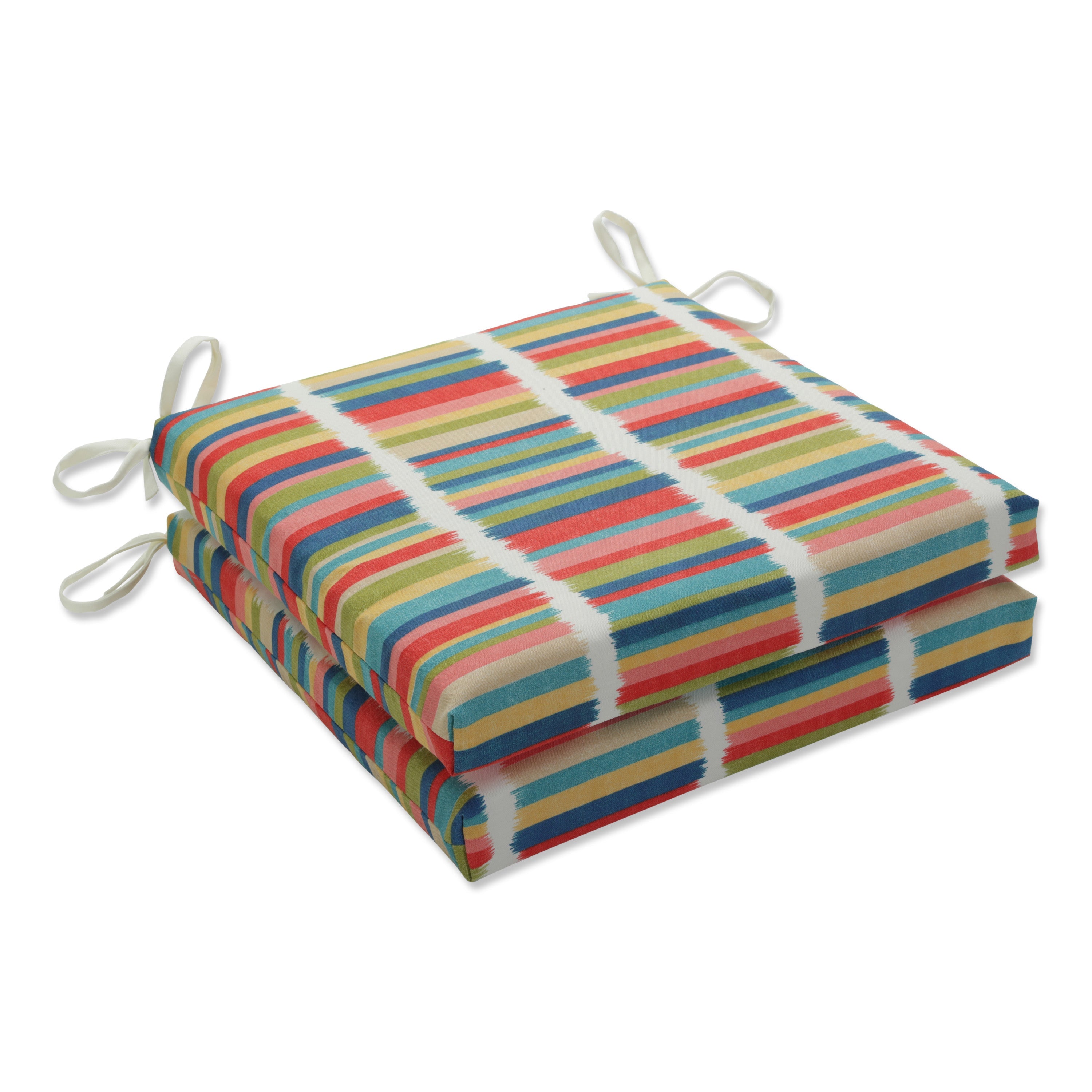 Solar Stripe Fruit Punch Squared Corners Seat Cushion 20x20x3 (Set of 2)