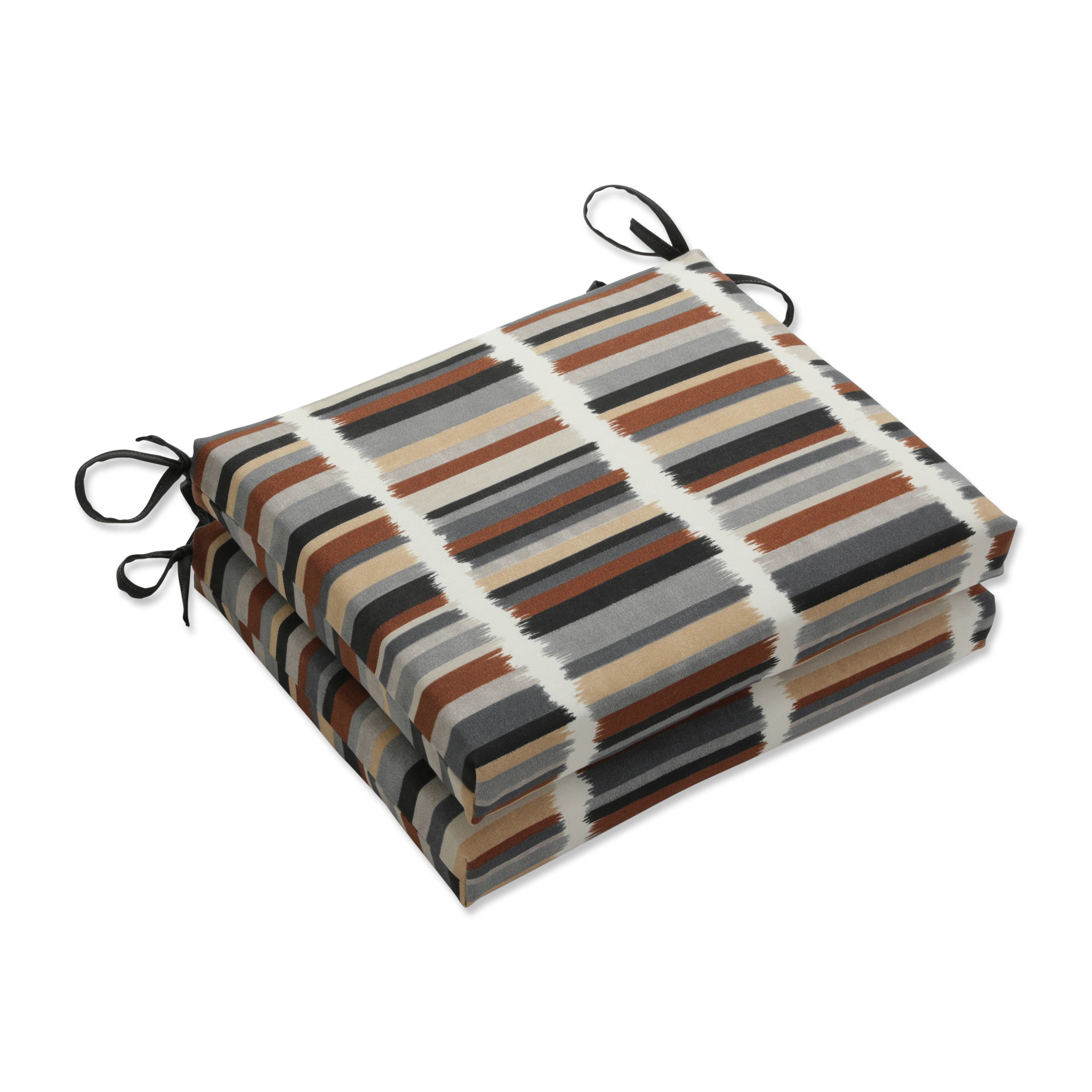 Solar Stripe Ebony Squared Corners Seat Cushion (Set of 2)