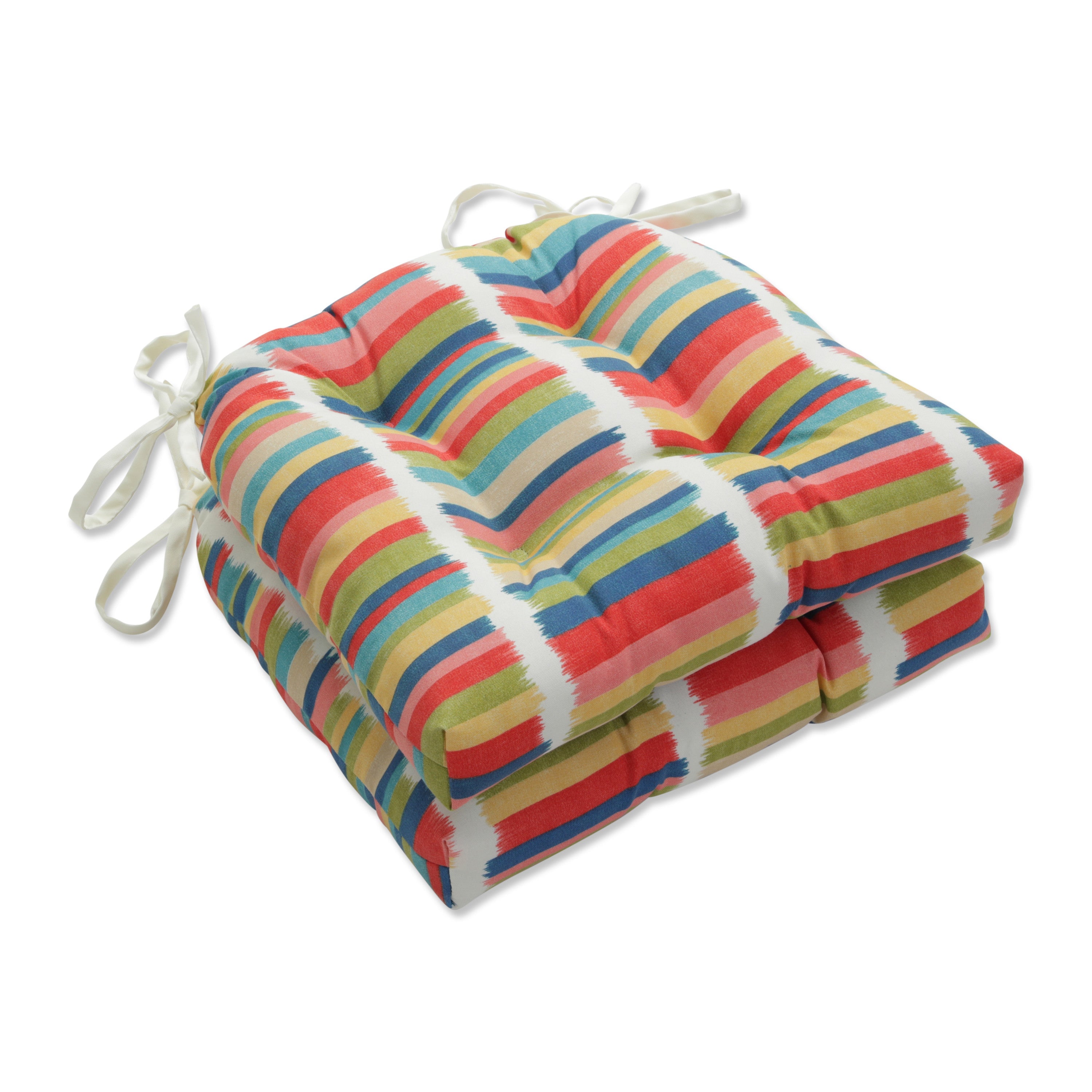 Solar Stripe Fruit Punch Deluxe Tufted Chairpad (Set of 2)