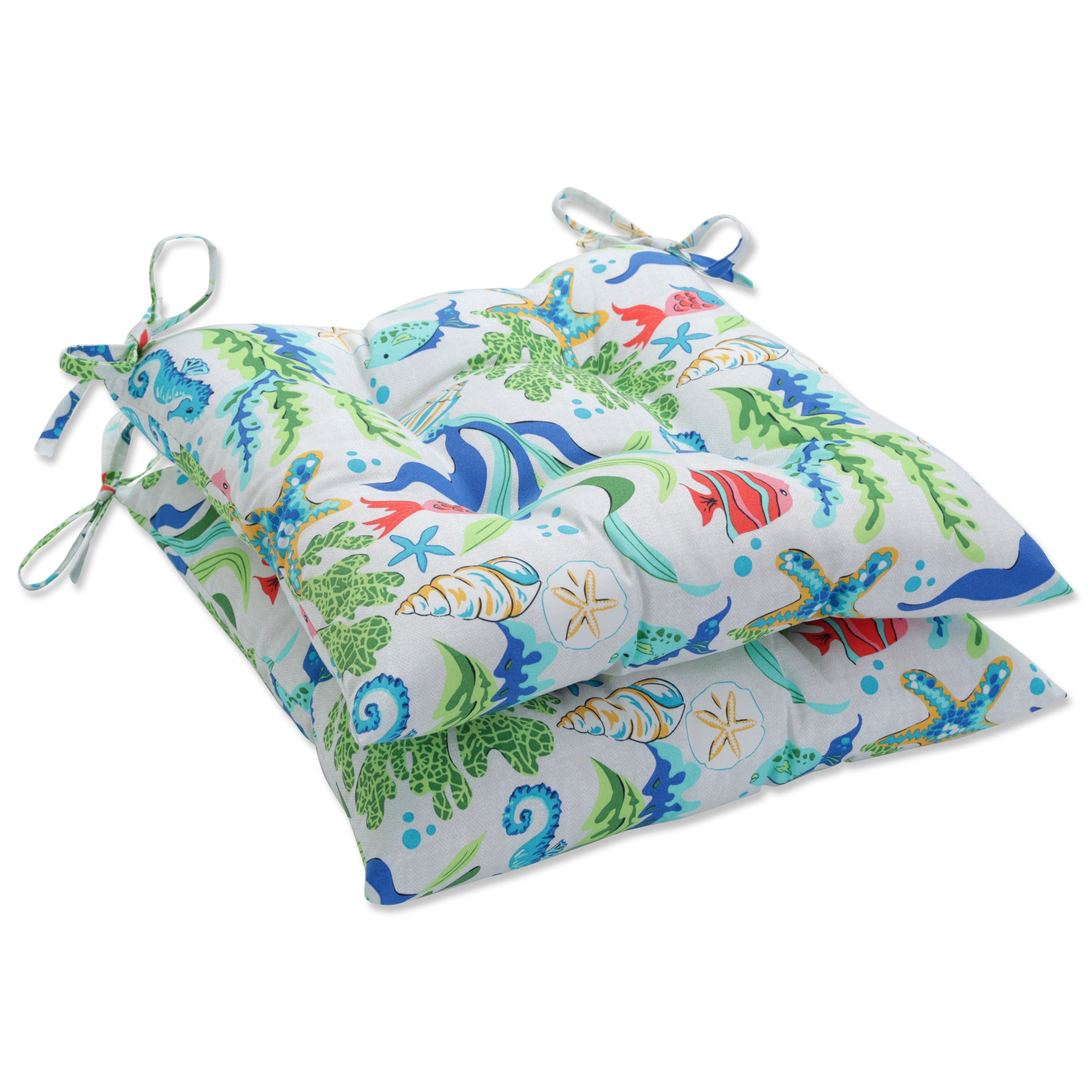 Coral Bay Blue Tufted Seat Cushions