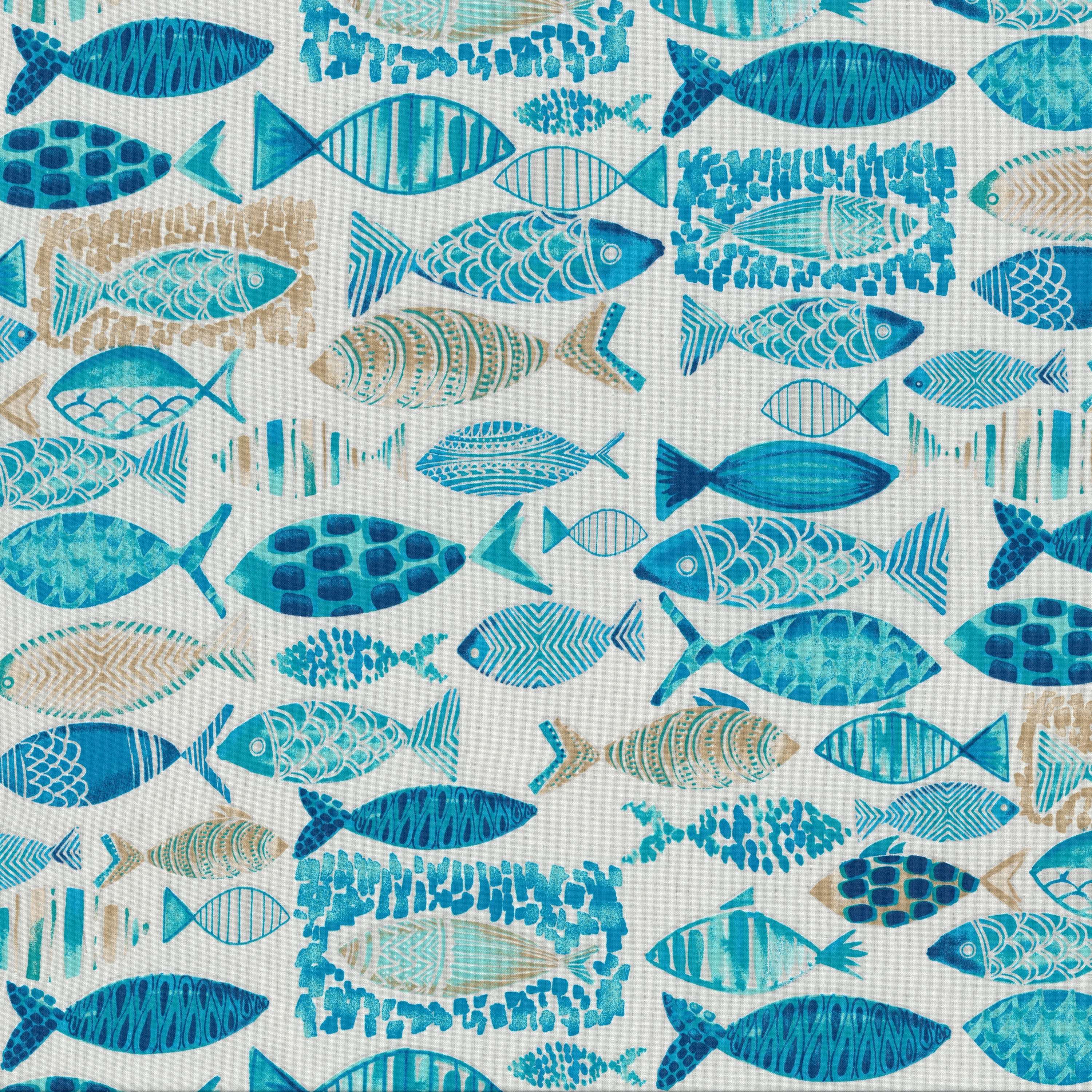 Hooked Seaside Blue Fabric