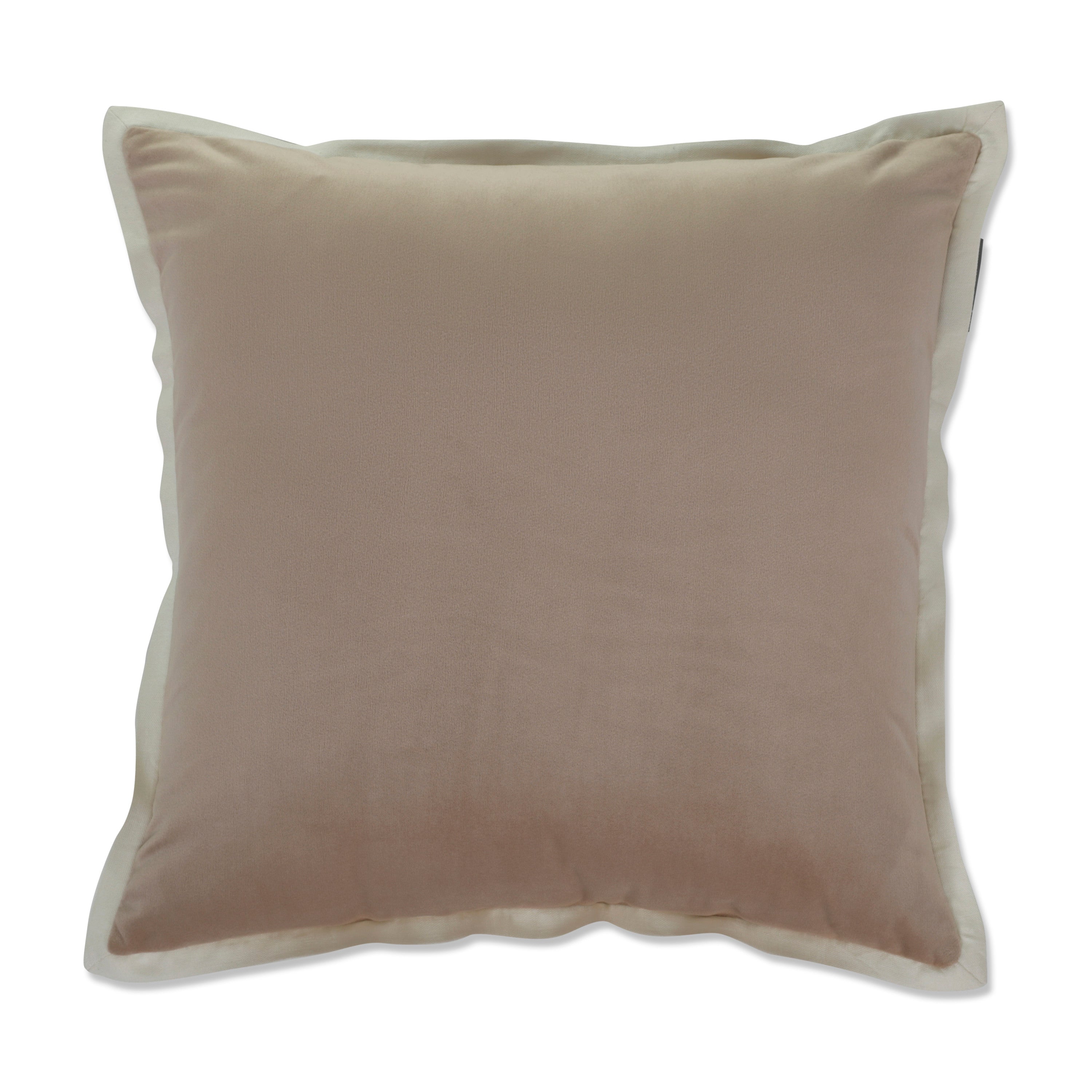 Indoor Velvet Flange Natural 18-inch Throw Pillow