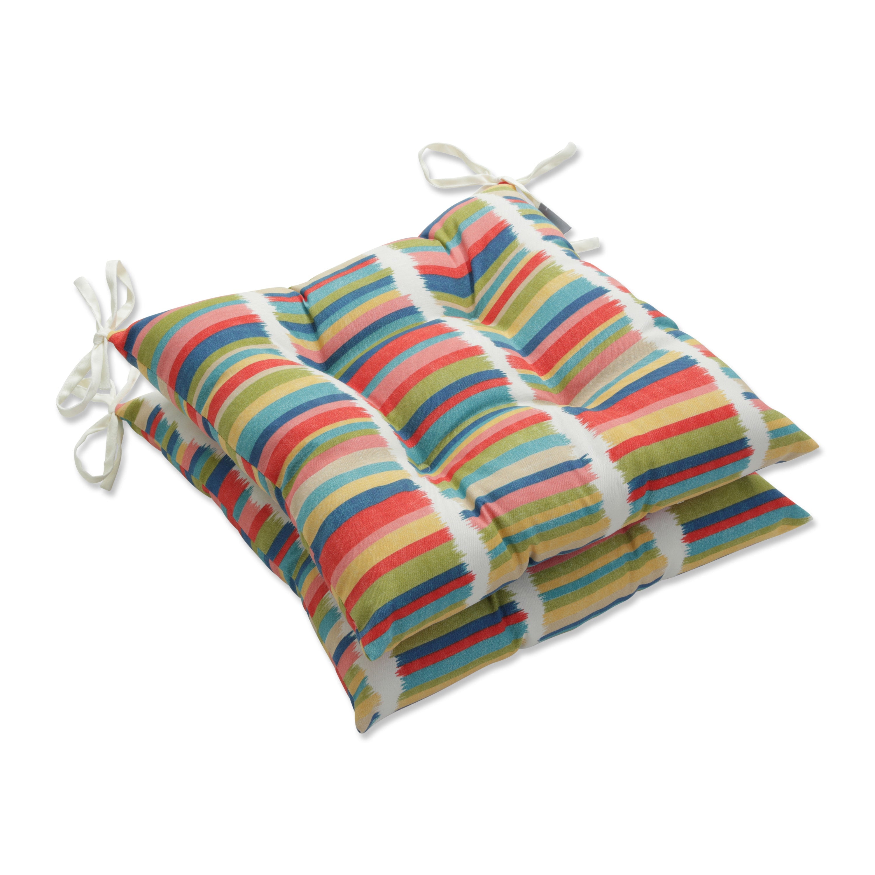 Solar Stripe Fruit Punch Tufted Seat Cushions
