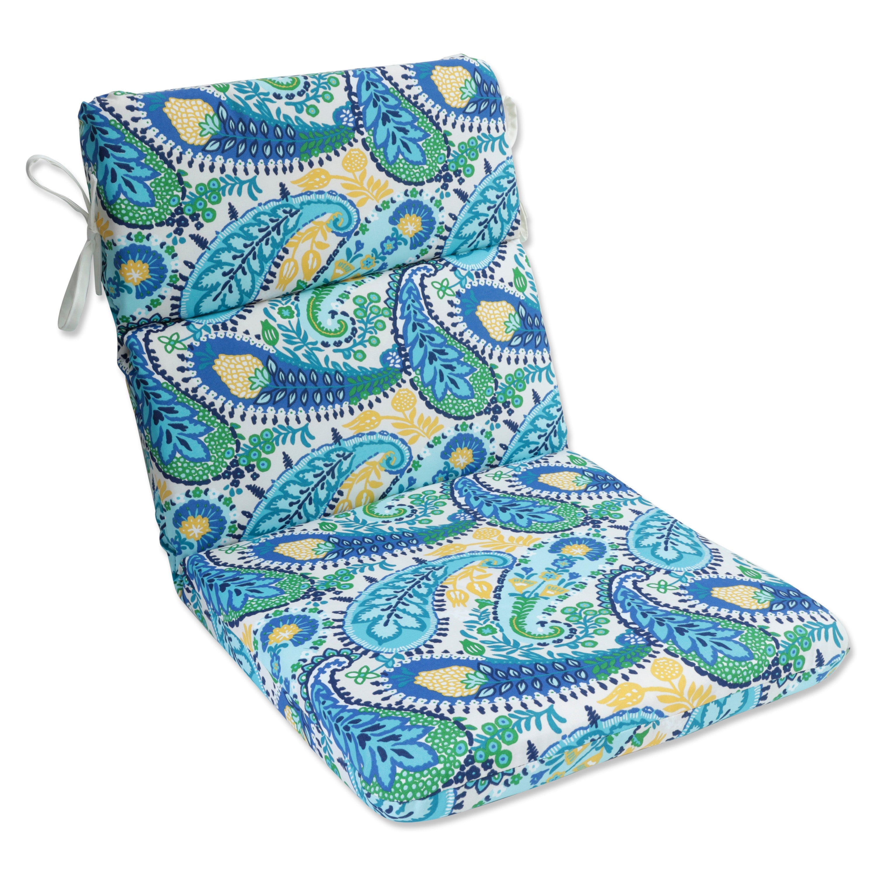 Amalia Paisley Blue Rounded Corners Chair Cushion