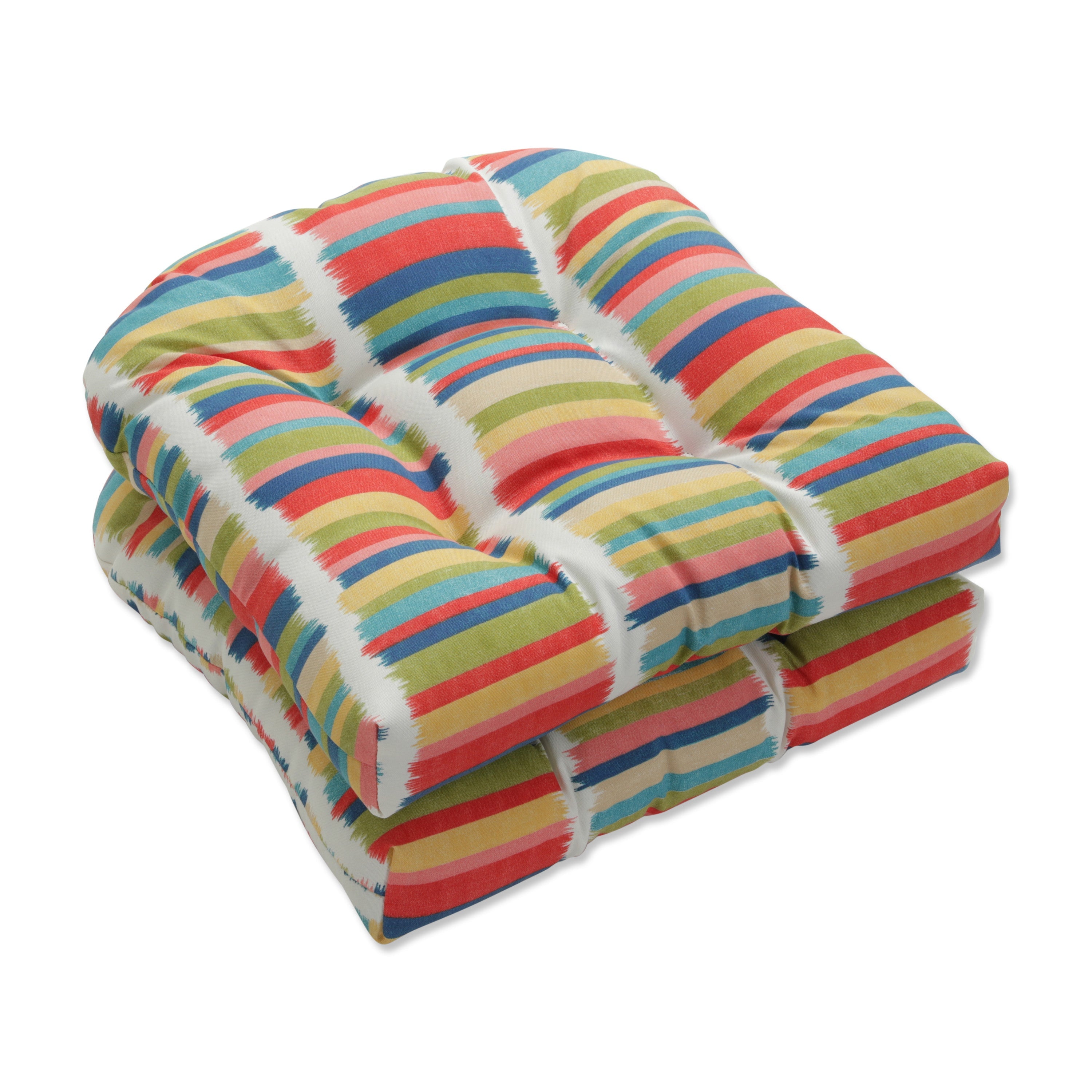 Solar Stripe Fruit Punch Wicker Seat Cushion (Set of 2)
