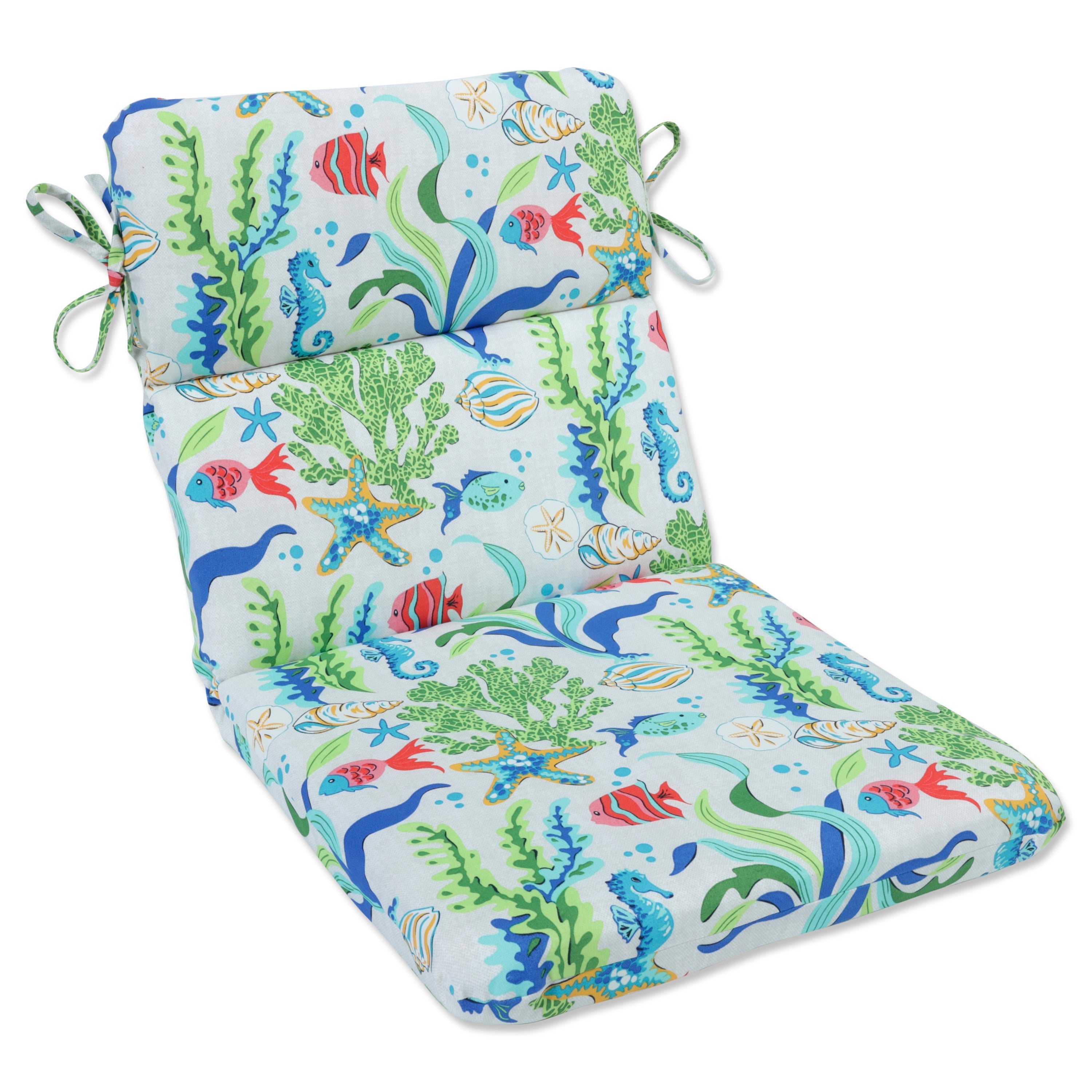 Coral Bay Blue Rounded Corners Chair Cushion