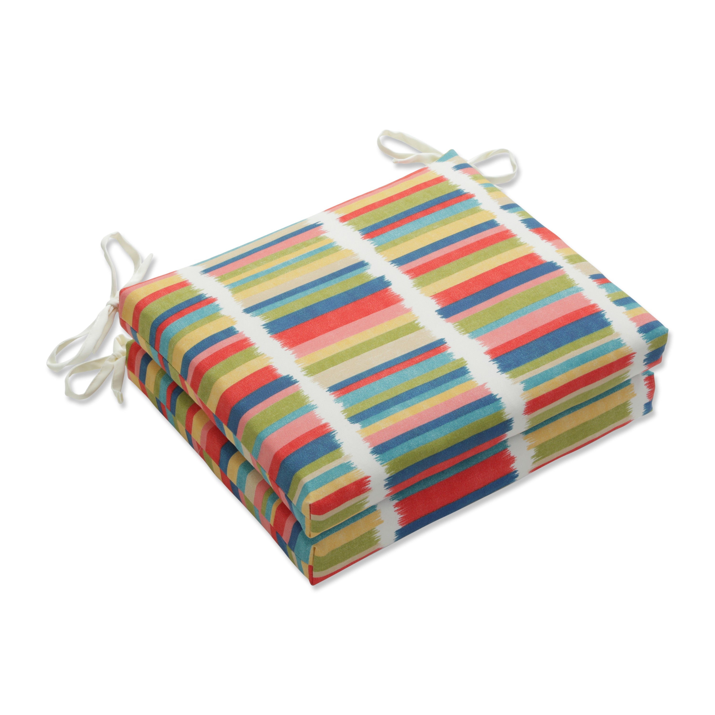 Solar Stripe Fruit Punch Squared Corners Seat Cushion (Set of 2)