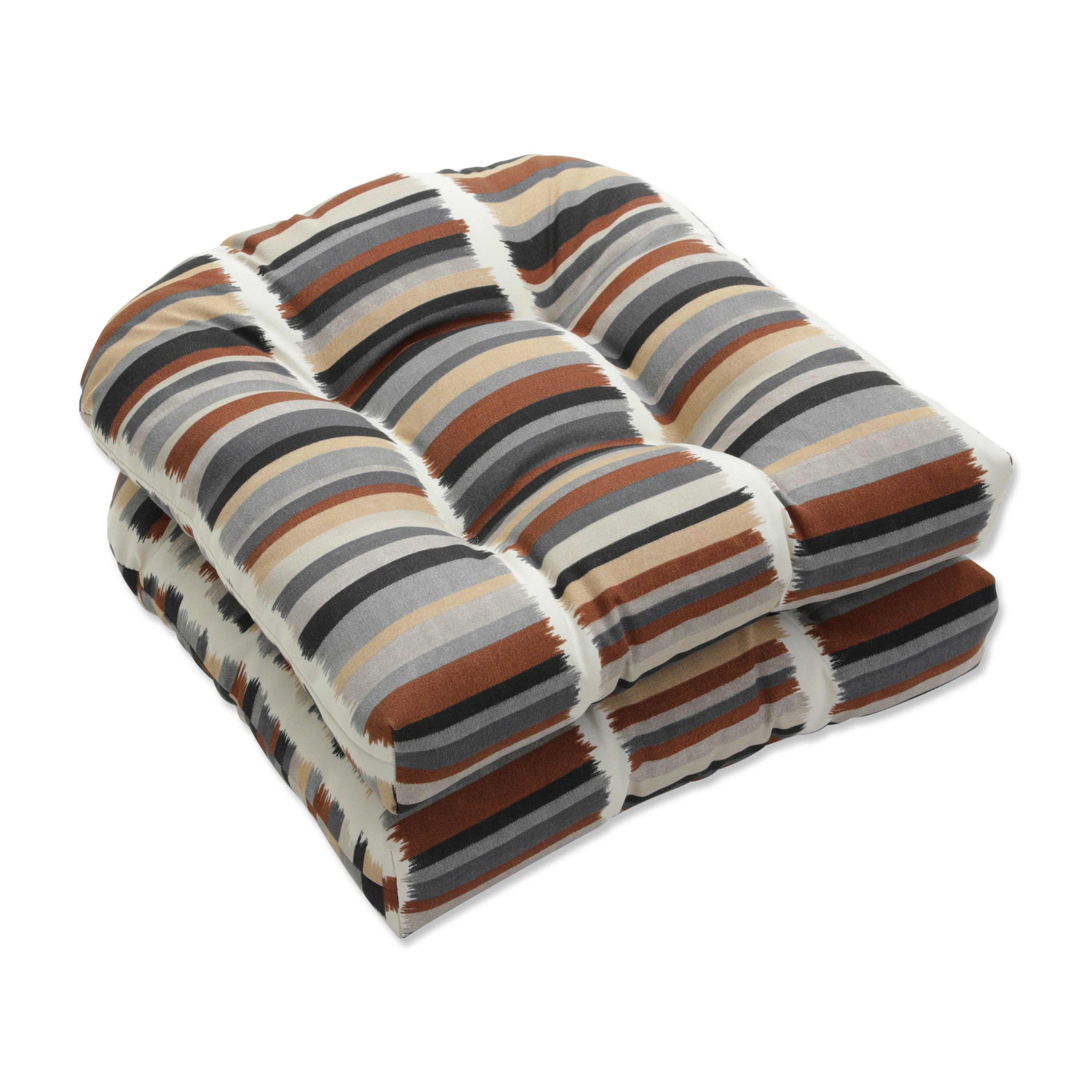 Solar Stripe Ebony Wicker Seat Cushion (Set of 2)