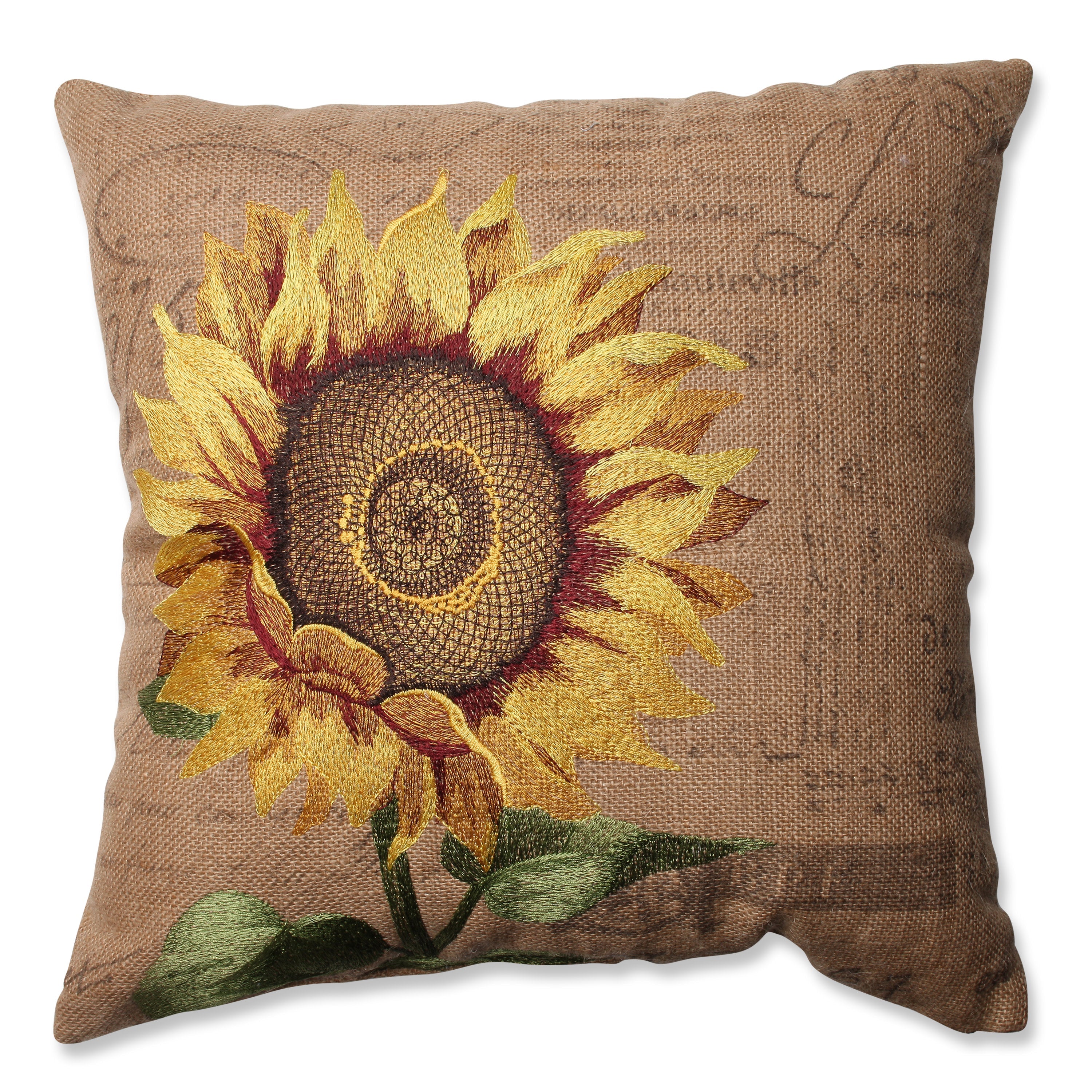 Sunflower Burlap 16.5-Inch Throw Pillow