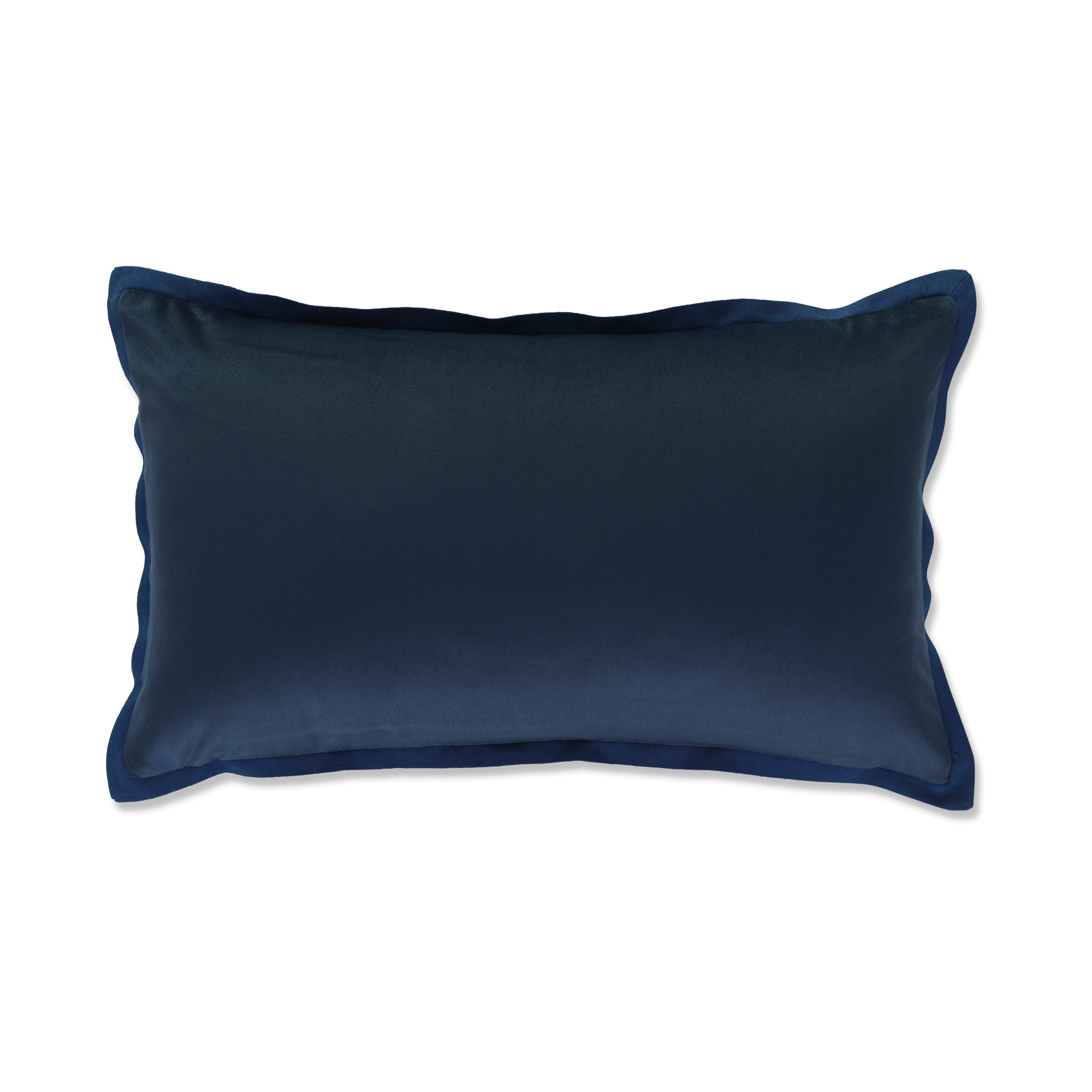 Indoor Velvet Flange Navy Blue Rectangular Throw Pillow